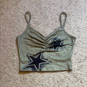 SHEIN Star Print Olive Green Women's Top